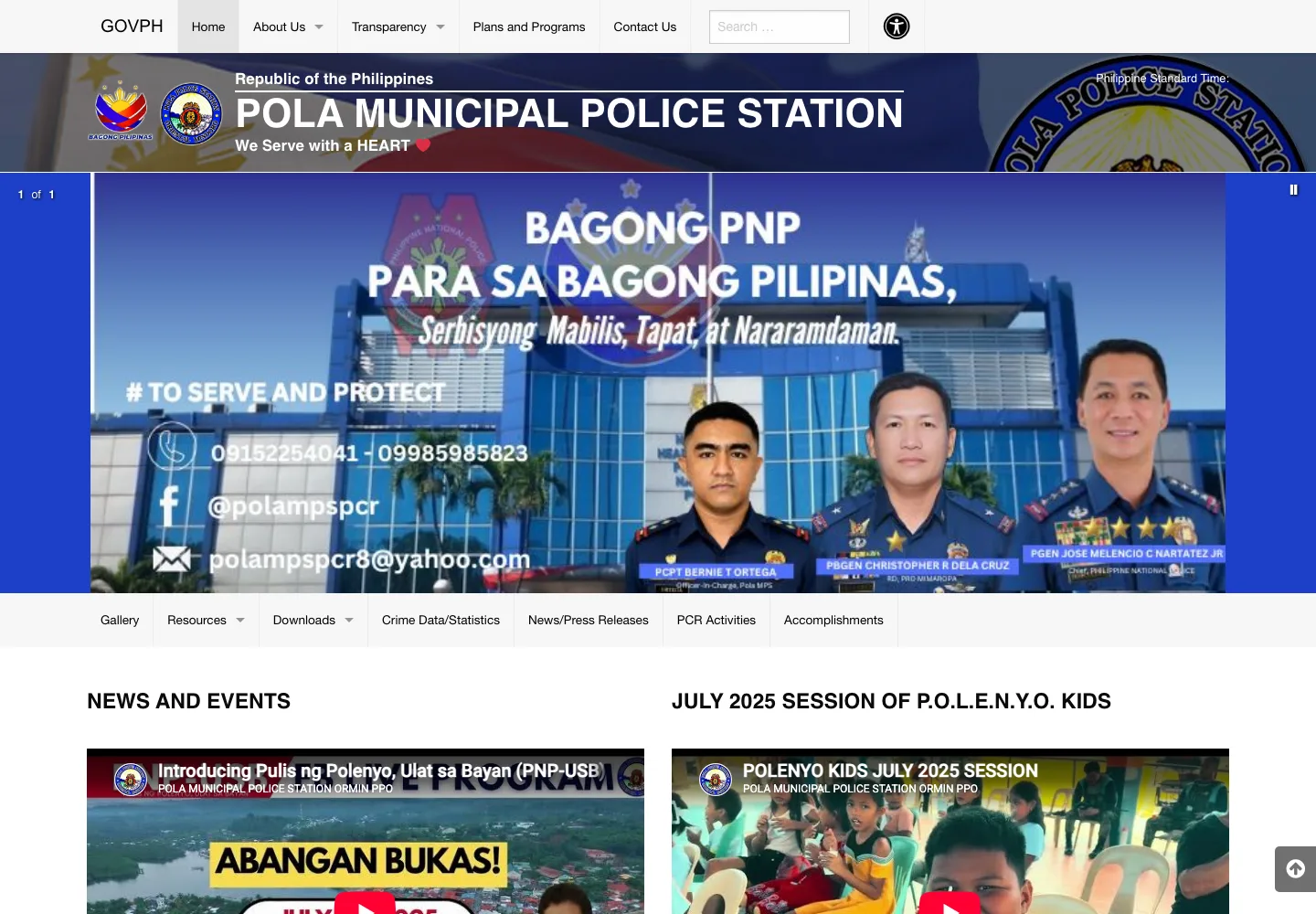 Pola Municipal Police Station official transparency website homepage